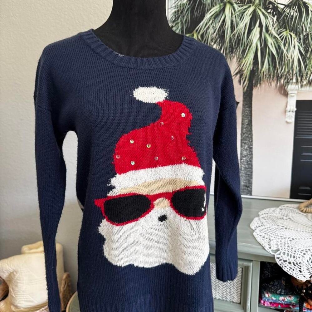 United christmas sweaters navy blue santa